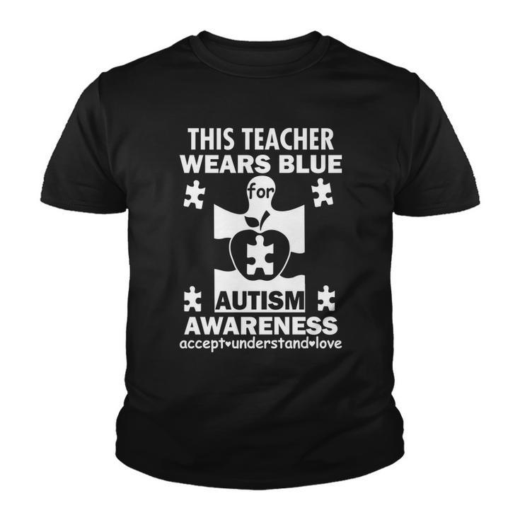 This Teacher Wears Blue Autism Awareness Youth T-shirt