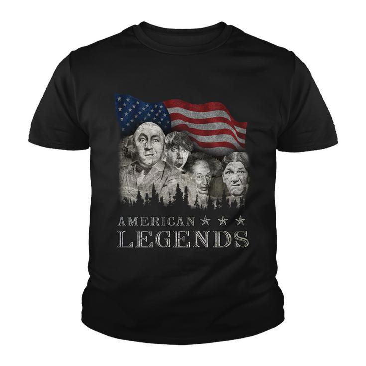 Three Stooges - American Legends Usa Flag Tshirt Youth T-shirt