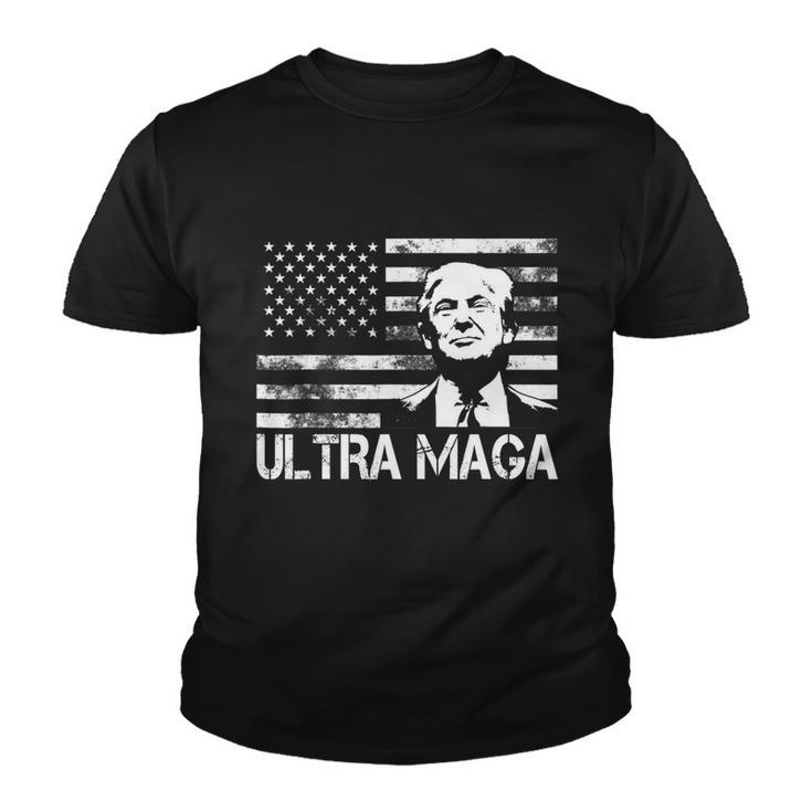 Trendy Ultra Maga Pro Trump American Flag 4Th Of July Retro Funny Gift Youth T-shirt