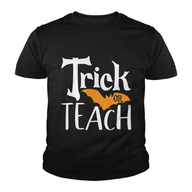 Trick Or Teach Bat Halloween Quote Youth T-shirt