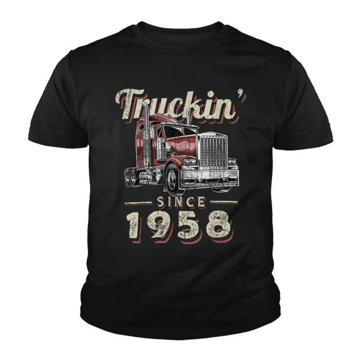Trucker Truckin Since 1958 Trucker Big Rig Driver 64Th Birthday Youth T-shirt