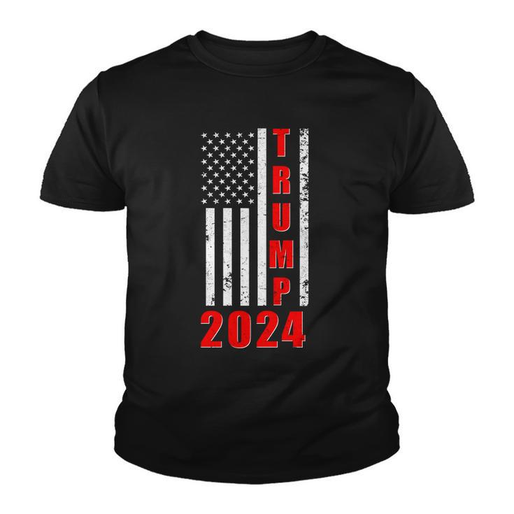 Trump 2024 Election Distressed Us Flag Youth T-shirt