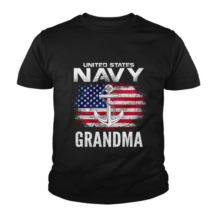 United States Vintage Navy With American Flag Grandma Gift Youth T-shirt