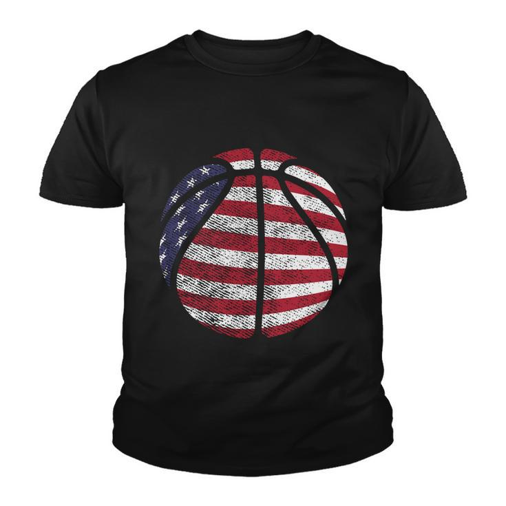 Us American Flag For Patriotic Basketball Gift Youth T-shirt