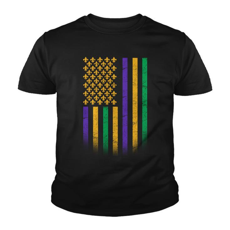 Us Mardi Gras Flag Celebration Tshirt Youth T-shirt