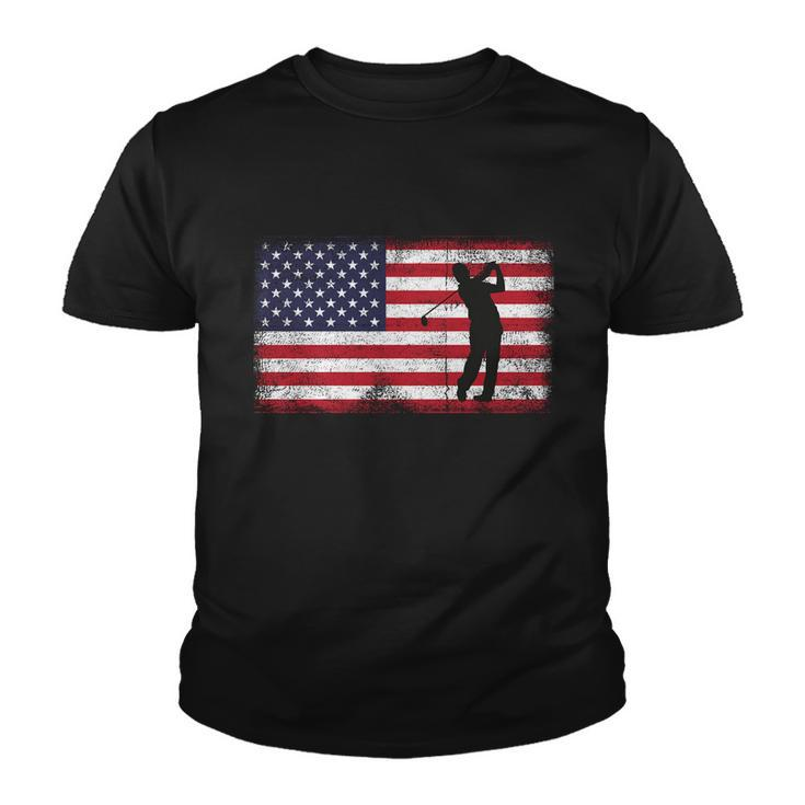 Usa American Flag Golf Lovers 4Th July Patriotic Golfer Man Cool Gift Youth T-shirt