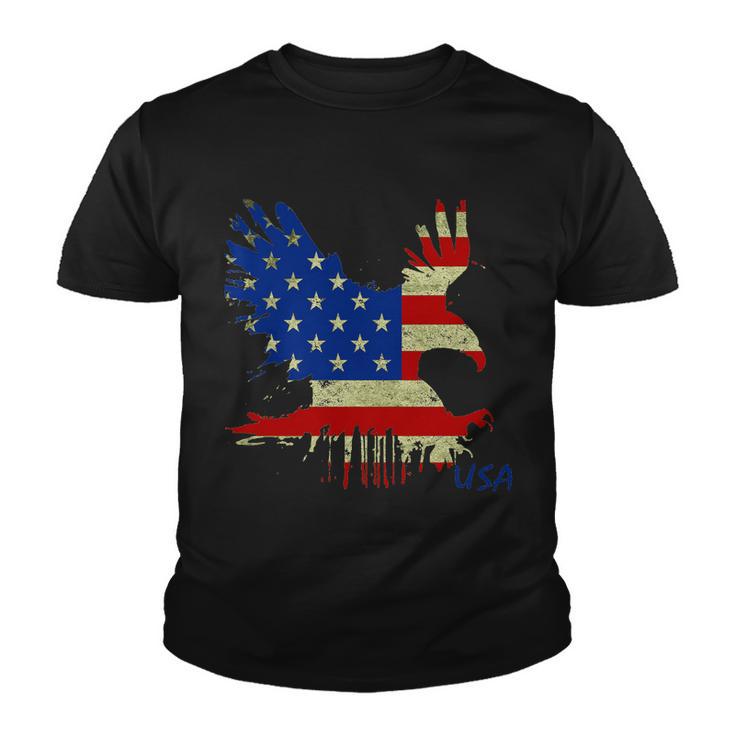 Usa Bald Eagle Flag Drip 4Th Of July Youth T-shirt