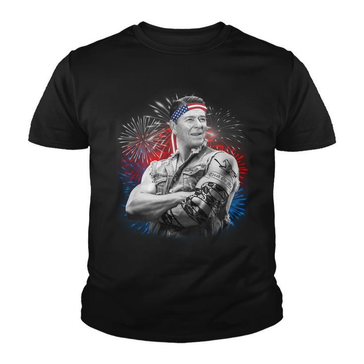 Usa Fireworks Patriotic Ronald Reagan Youth T-shirt