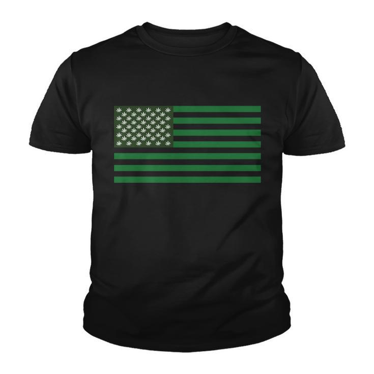 Usa Flag Marijuana Cannabis Weed Styled Youth T-shirt