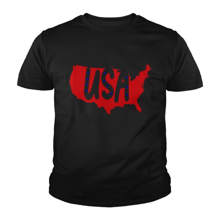 Usa Map Patriotic Celebrate 4Th Of July Youth T-shirt