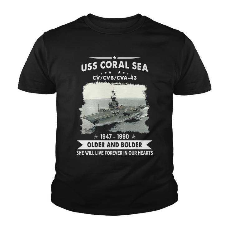 Uss Coral Sea Cv 43 Cva  V2 Youth T-shirt