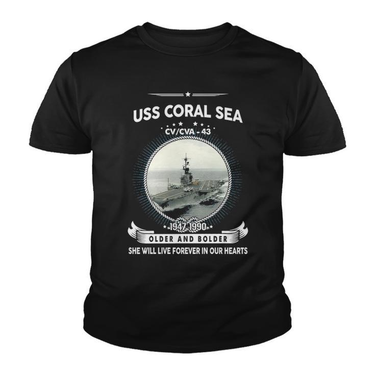 Uss Coral Sea Cv 43 Front Style Youth T-shirt