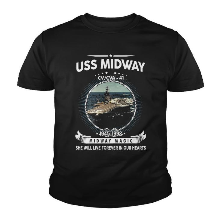 Uss Midway Cv 41 Front Style Youth T-shirt