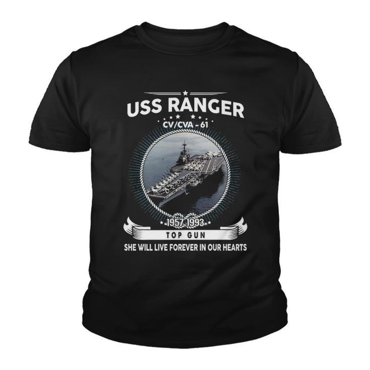 Uss Ranger Cv 61 Cva 61 Front Style Youth T-shirt