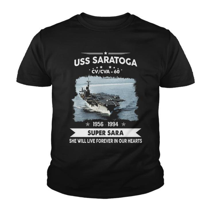 Uss Saratoga Cv 60 Cva 60 Front Style Youth T-shirt