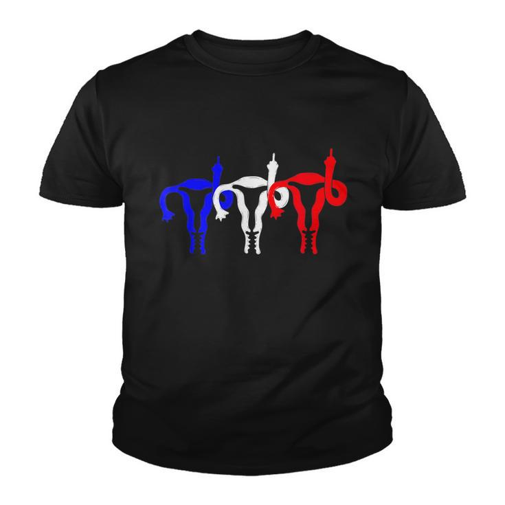 Uterus Shows Middle Finger Feminist Blue Red 4Th Of July V2 Youth T-shirt