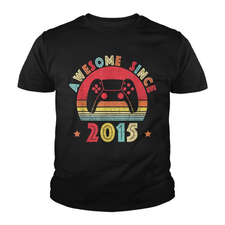 Vintage 7Th Birthday Awesome Since 2015 Retro Gamer Lover Youth T-shirt