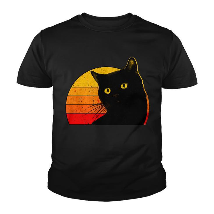 Vintage 80S Style Black Cat Retro Sun Youth T-shirt