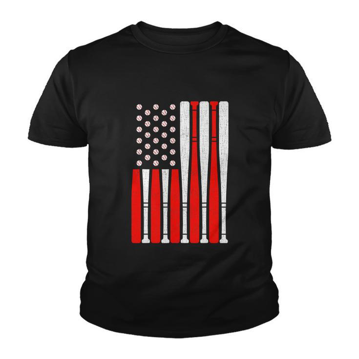Vintage American Flag Baseball For 4Th Of July Youth T-shirt