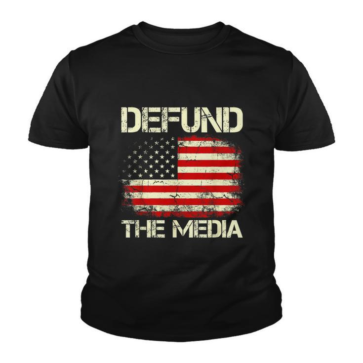 Vintage American Flag Defund The Media Youth T-shirt