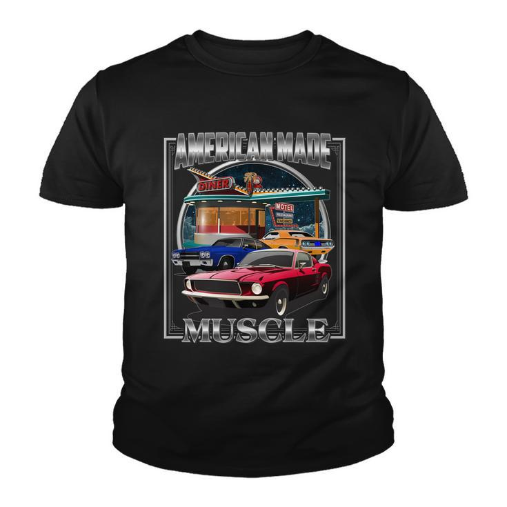Vintage American Made Muscle Classic Cars And Diner Tshirt Youth T-shirt