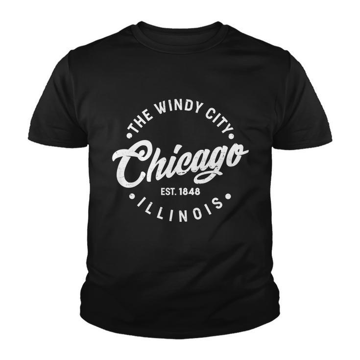 Vintage Chicago The Windy City Illinois Est  Youth T-shirt
