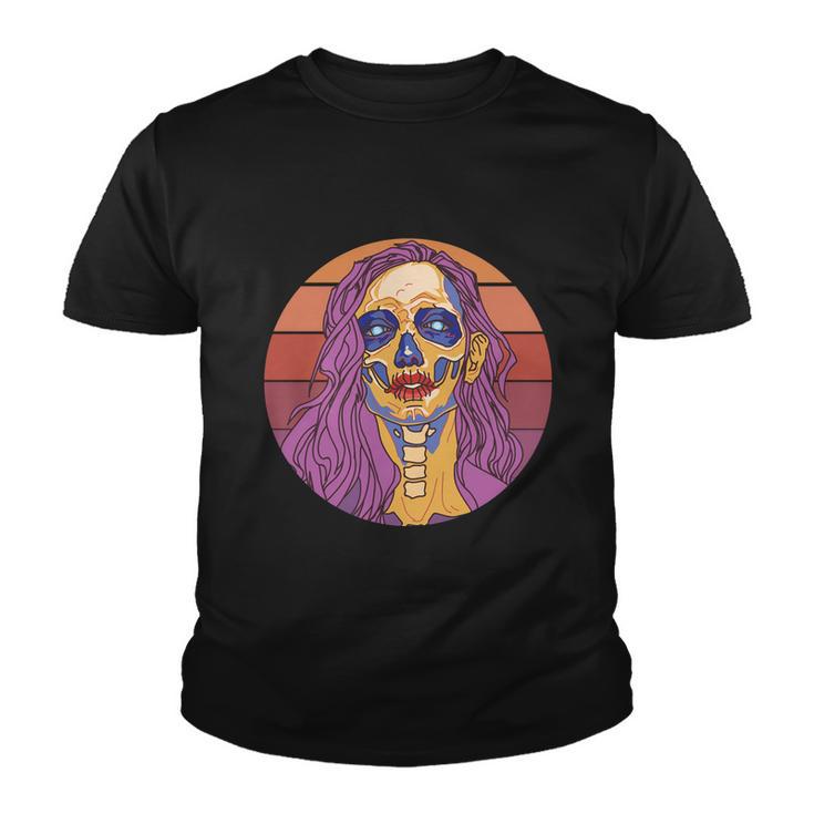 Vintage Day Of The Dead Dia De Los Muertos Cartoon Girl Tshirt Youth T-shirt