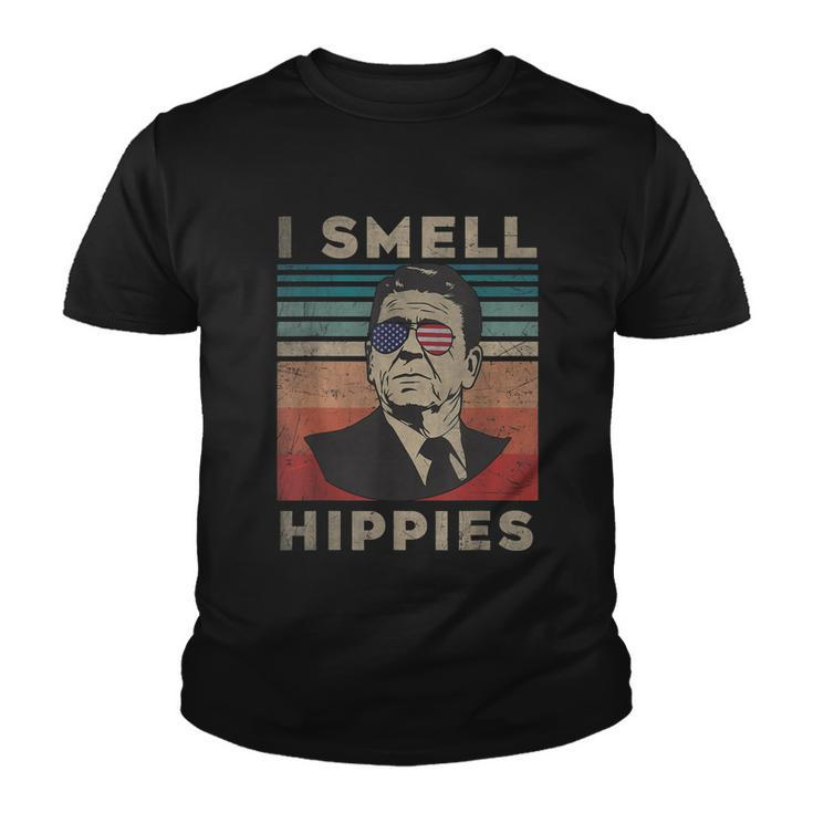 Vintage Distressed Retro Reagan President I Smell Hippies Youth T-shirt