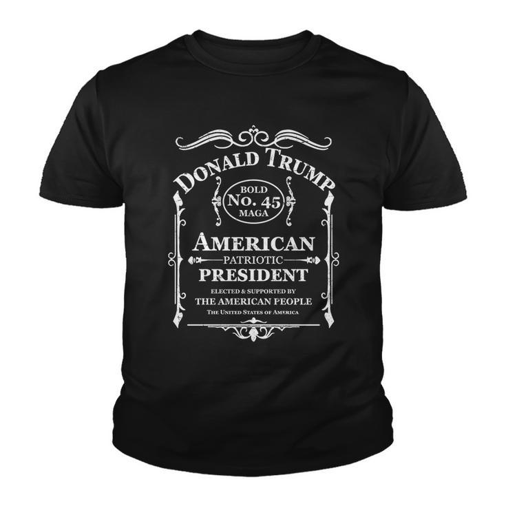Vintage Donald Trump No 45 Bold Maga Whisky Label Youth T-shirt