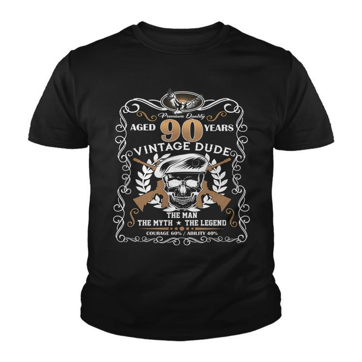 Vintage Dude Aged 90 Years Man Myth Legend 90Th Birthday Youth T-shirt