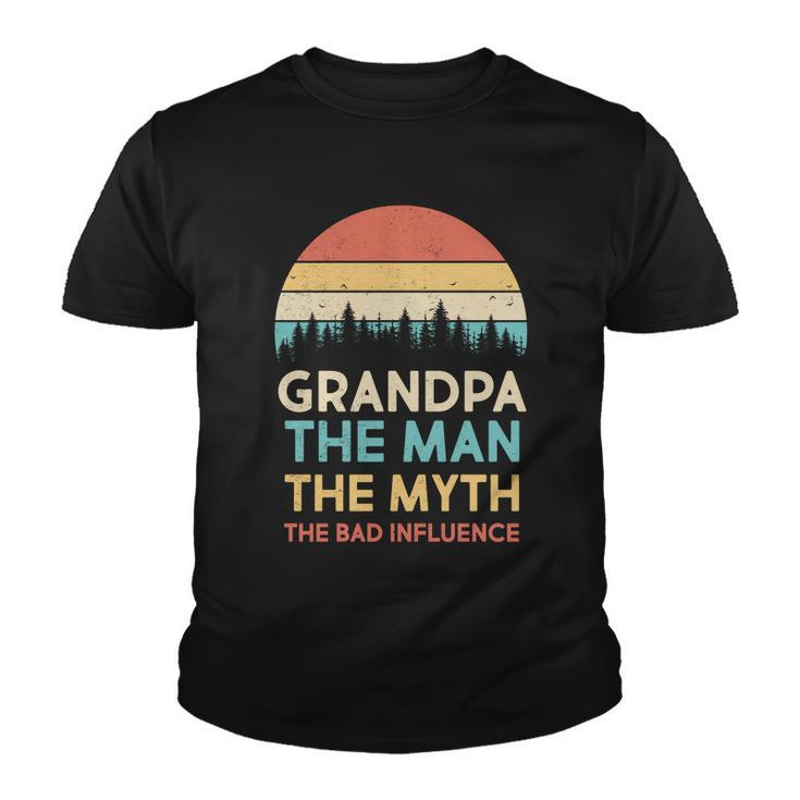 Vintage Grandpa Man Myth The Bad Influence Youth T-shirt