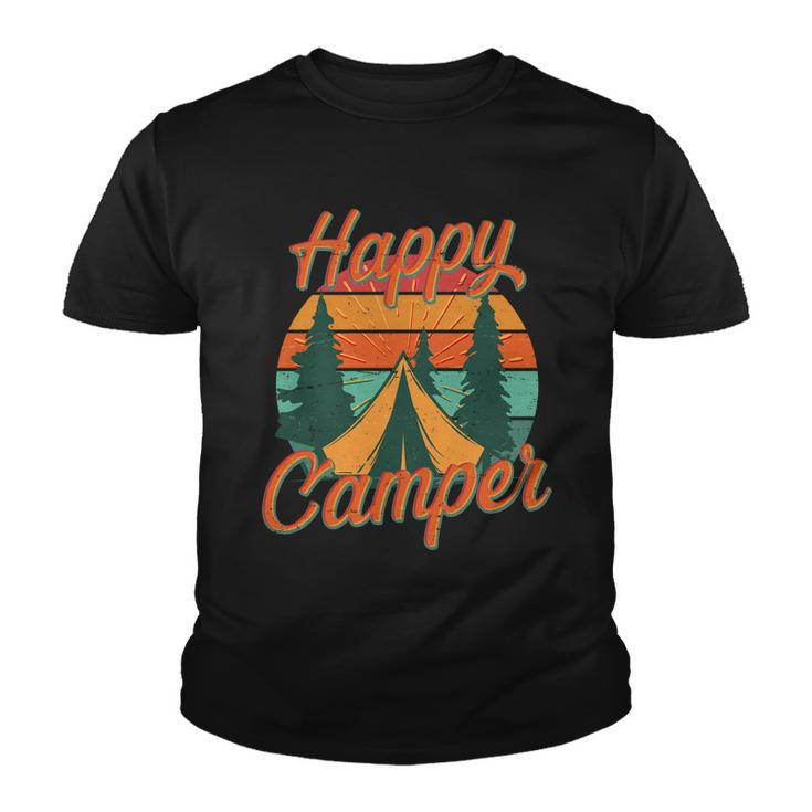 Vintage Happy Camper Emblem Youth T-shirt