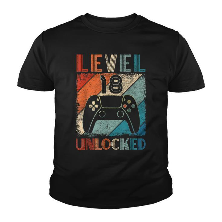 Vintage Level 18 Unlocked Video Gamer 18Th Birthday Youth T-shirt