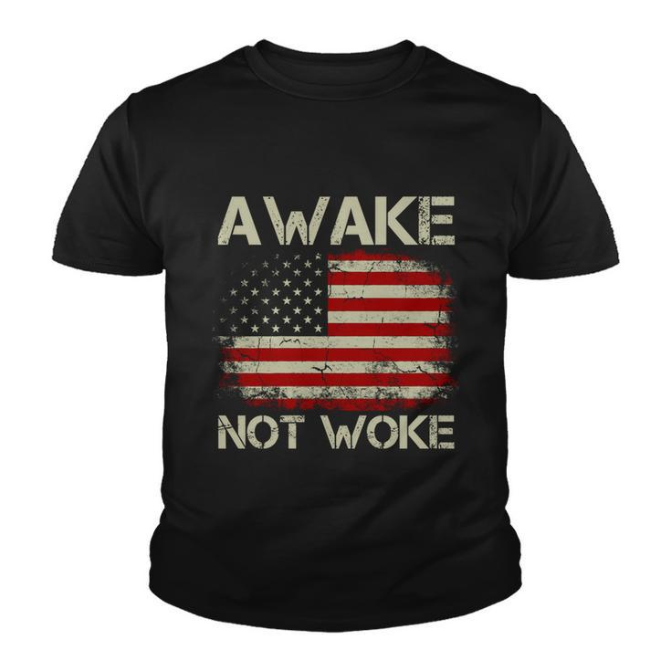 Vintage Old American Flag Awake Not Woke Tshirt Youth T-shirt