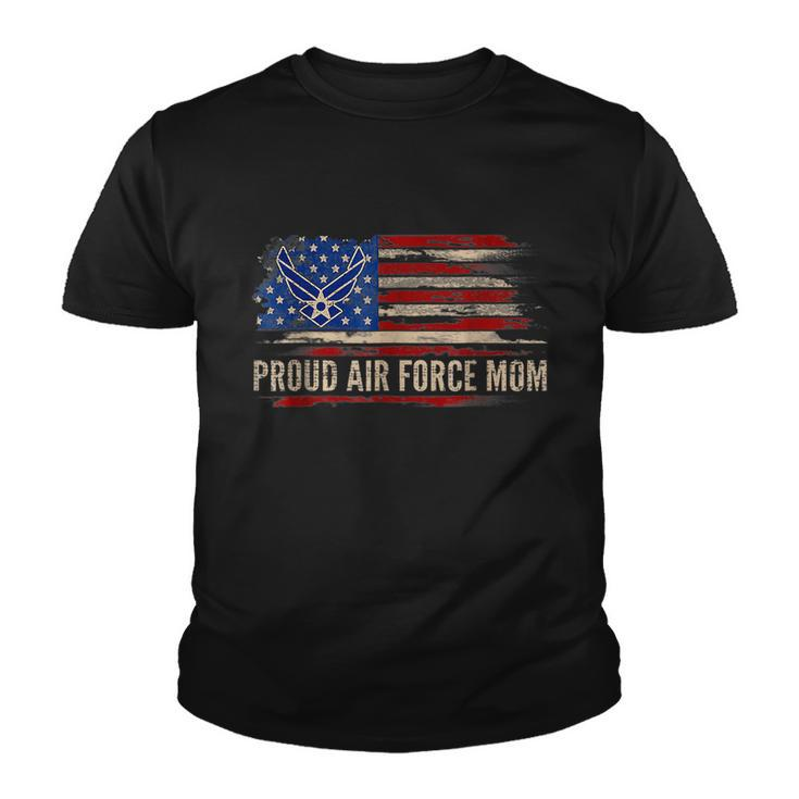 Vintage Proud Air Force Mom American Flag Veteran Gift Youth T-shirt