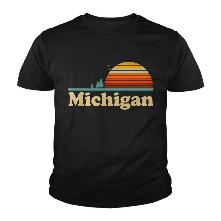 Vintage Retro Michigan Sunset Logo V2 Youth T-shirt