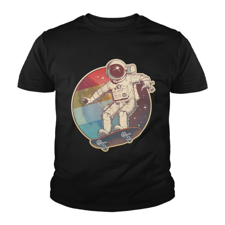 Vintage Retro Skateboarding Astronaut Youth T-shirt