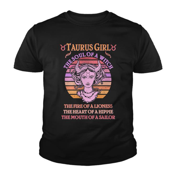 Vintage Taurus Girl Zodiac Birthday Youth T-shirt