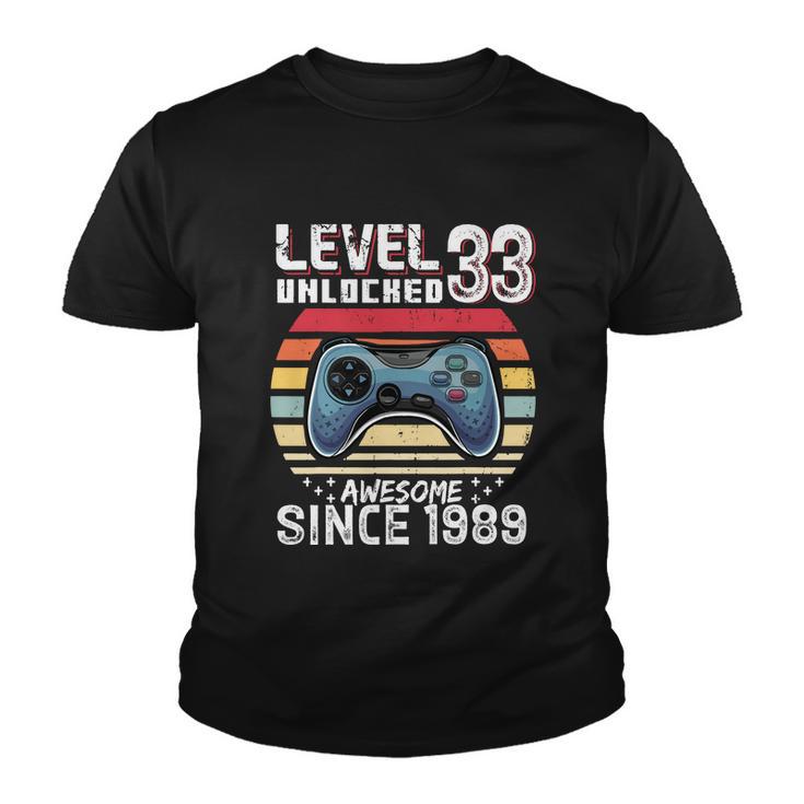 Vintage Video Gamer Birthday Level 33 Unlocked 33Rd Birthday Youth T-shirt