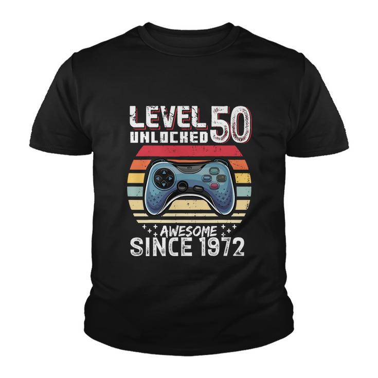 Vintage Video Gamer Birthday Level 50 Unlocked 50Th Birthday Youth T-shirt