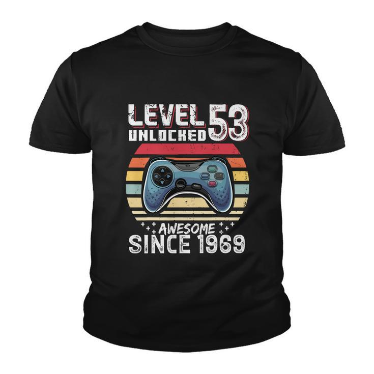 Vintage Video Gamer Birthday Level 53 Unlocked 53Rd Birthday Youth T-shirt