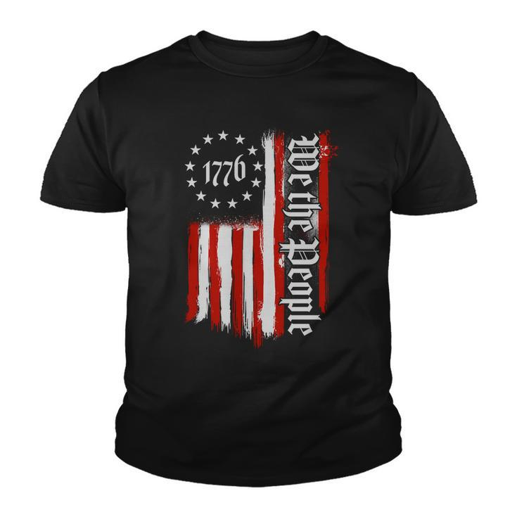 We The People 1776 Distressed Usa American Flag Tshirt Youth T-shirt