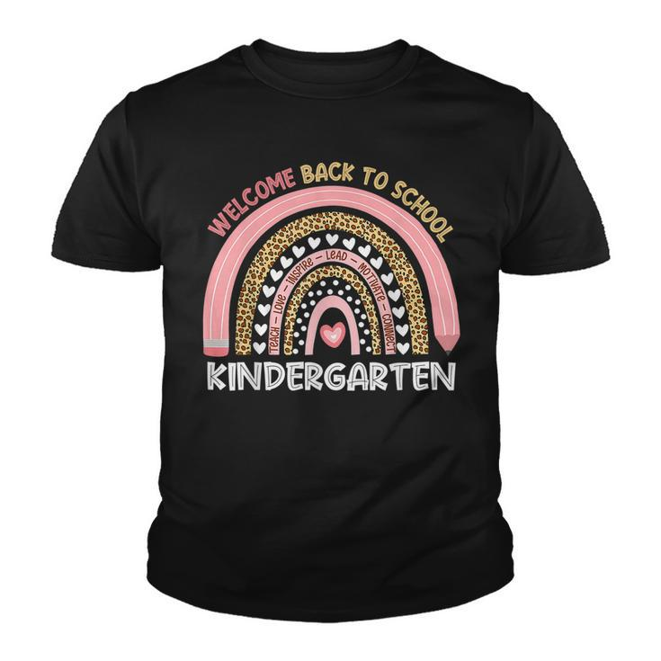 Welcome Back To School Kindergarten Teacher Rainbow Leopard  Youth T-shirt
