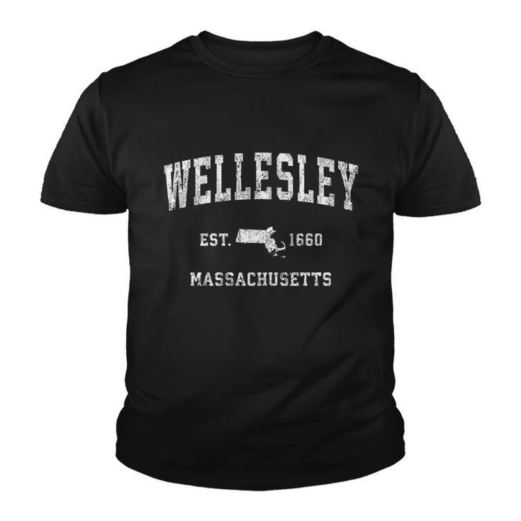 Wellesley Massachusetts Ma Vintage Athletic Sports Design Gift Youth T-shirt