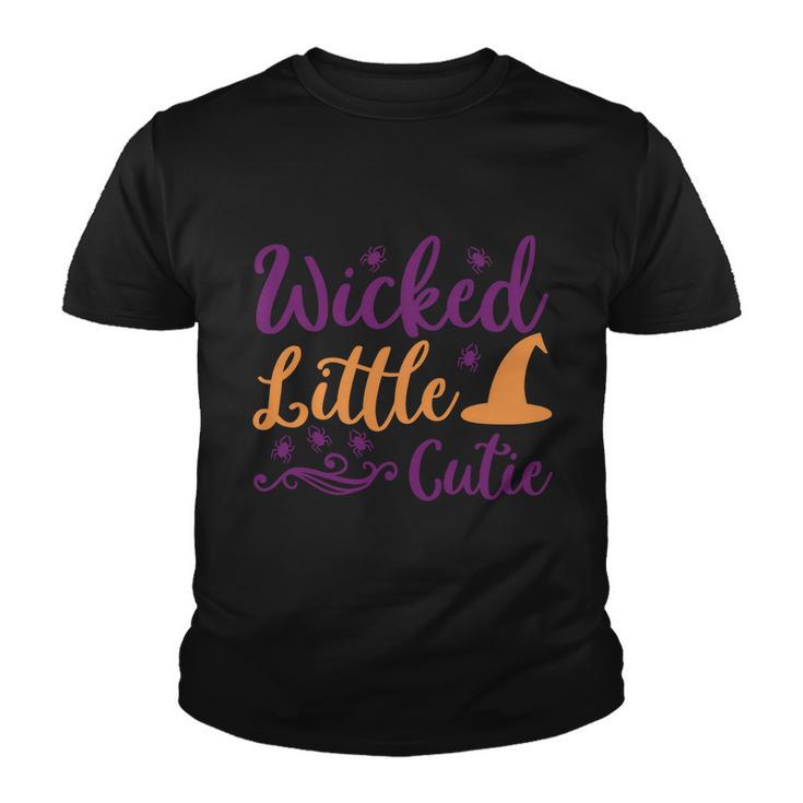 Wicked Little Cutie Witch Hat Halloween Quote Youth T-shirt