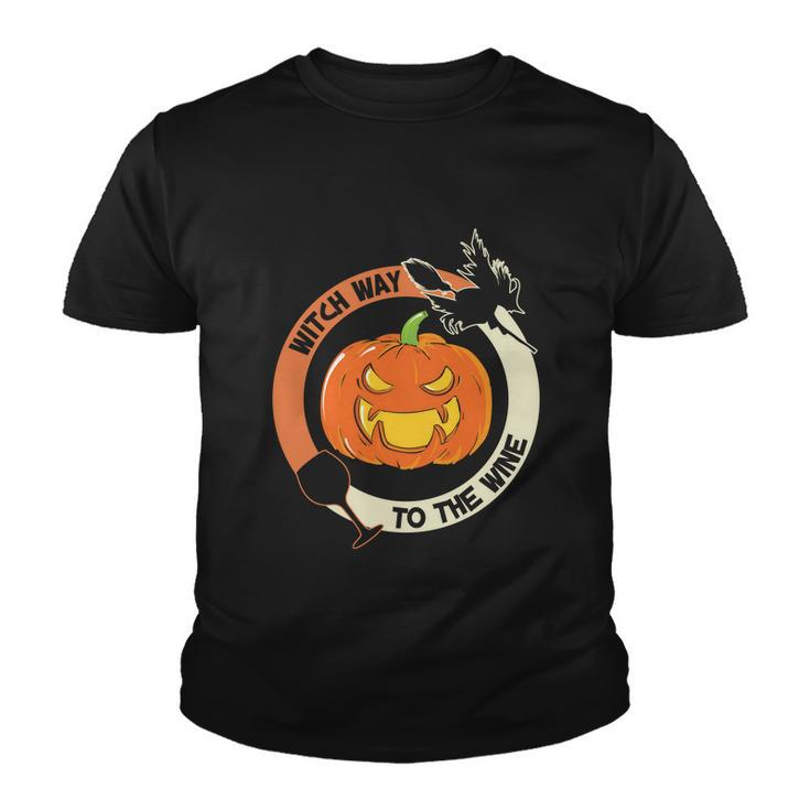 Witch Way To The Wine Pumpkin Halloween Quote Youth T-shirt