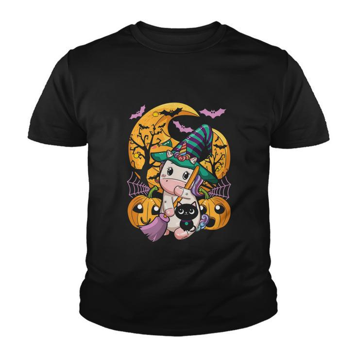Witchy Unicorn Girls Halloween Cute Unicorn Pumpkin Graphic Design Printed Casual Daily Basic Youth T-shirt