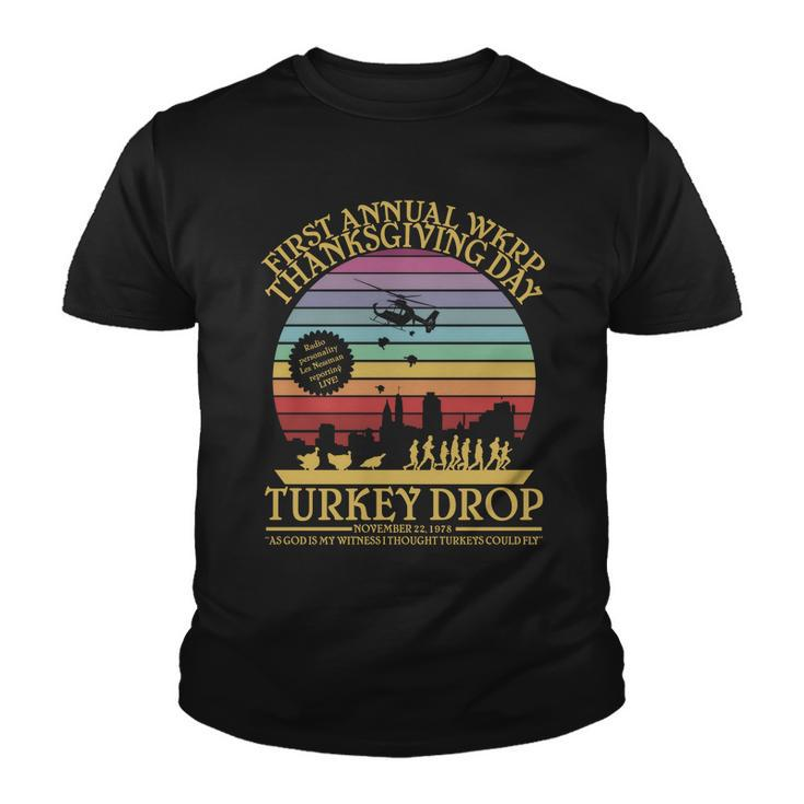 Wkrp Thanksgiving Turkey Drop Funny Retro Tshirt Youth T-shirt
