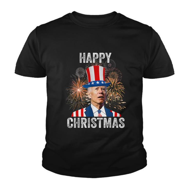 Xmas Merry Christmas Funny Happy 4Th Of July Anti Joe Biden Youth T-shirt