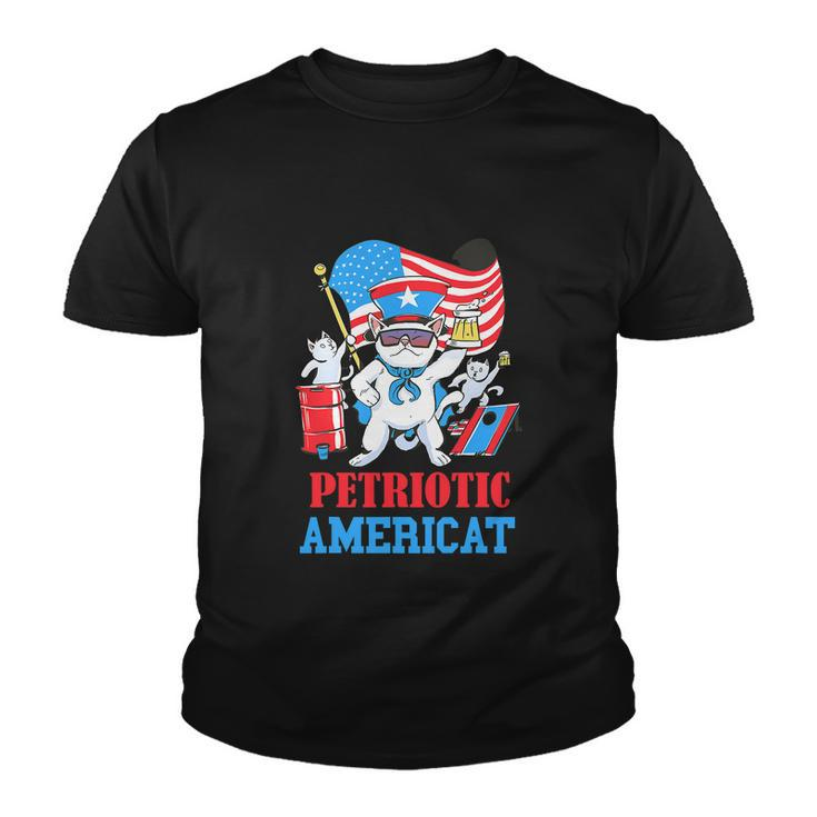 Y American Cat Funny 4Th Of July Youth T-shirt